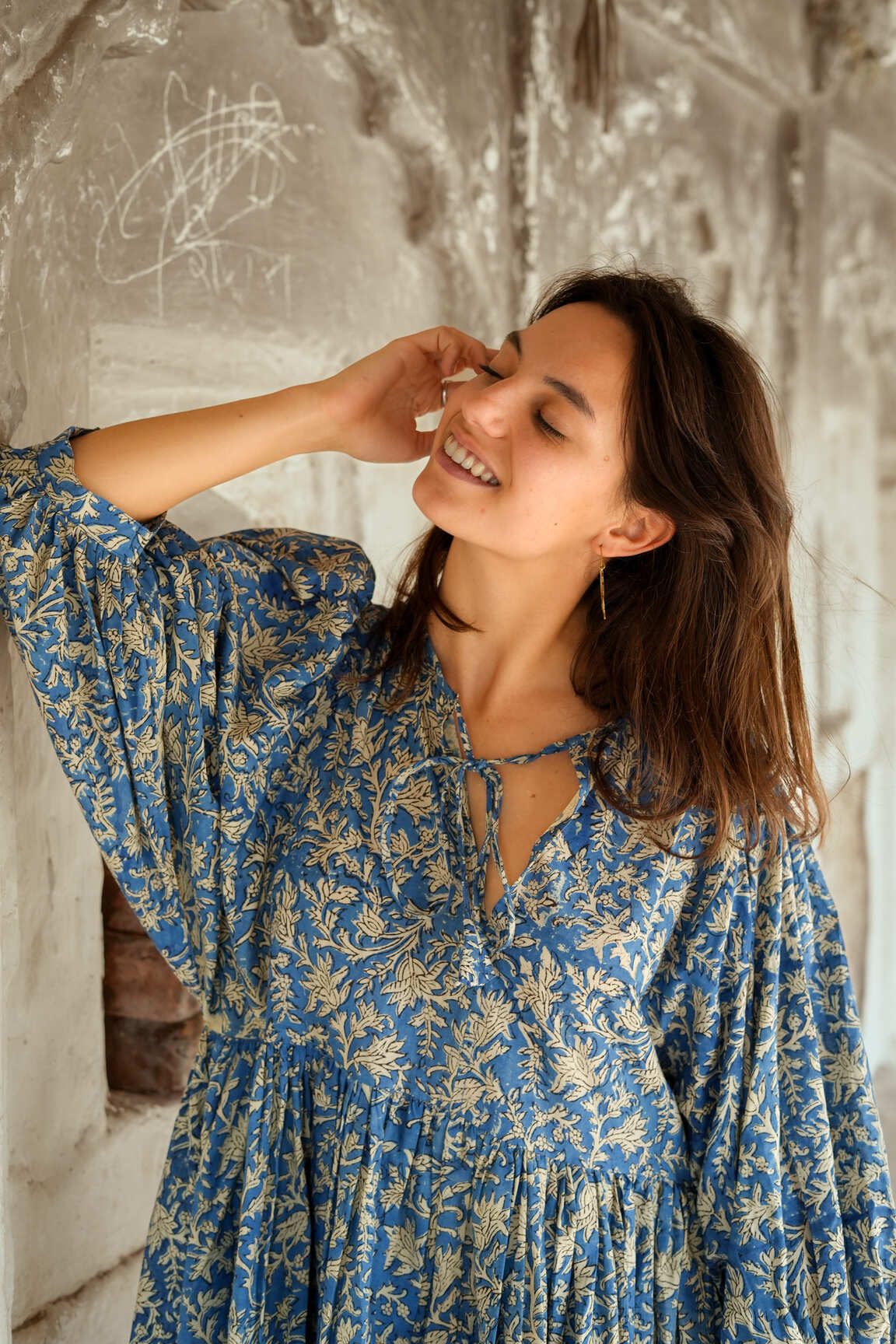 Fay dress handblock blue