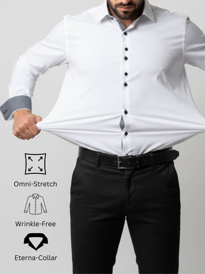 Color-Match Four-Way Contrast Stretch Shirt