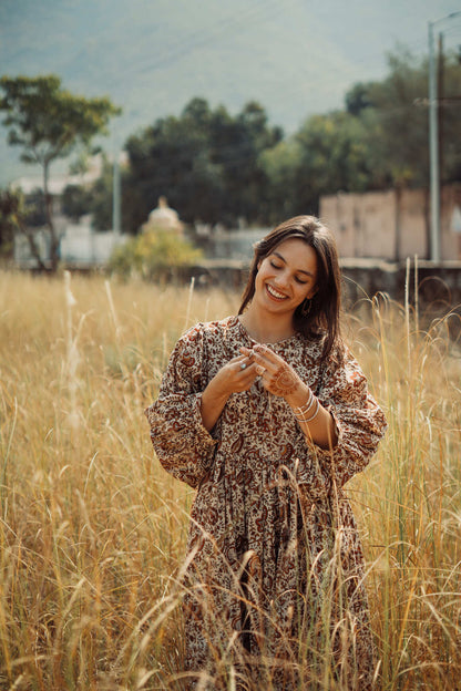 Fay dress handblock brown
