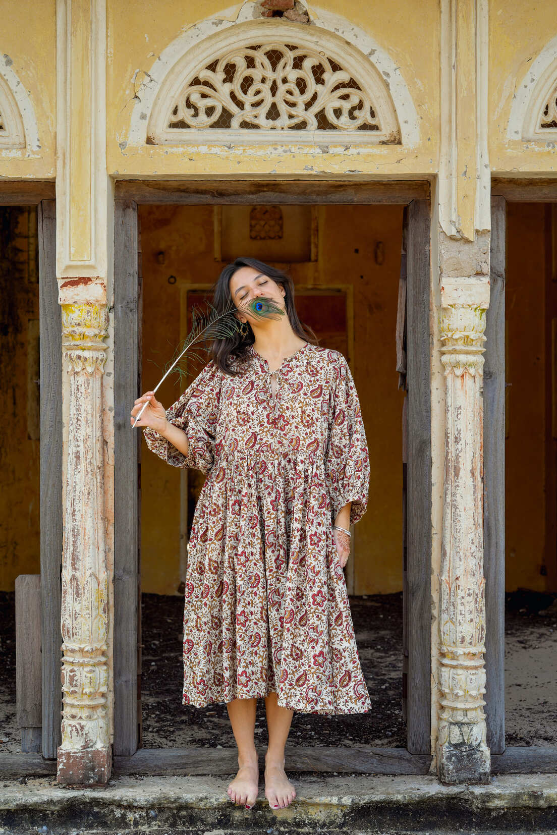 Fay dress handblock brown