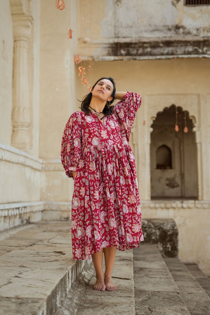 Fay Dress Handblock Red
