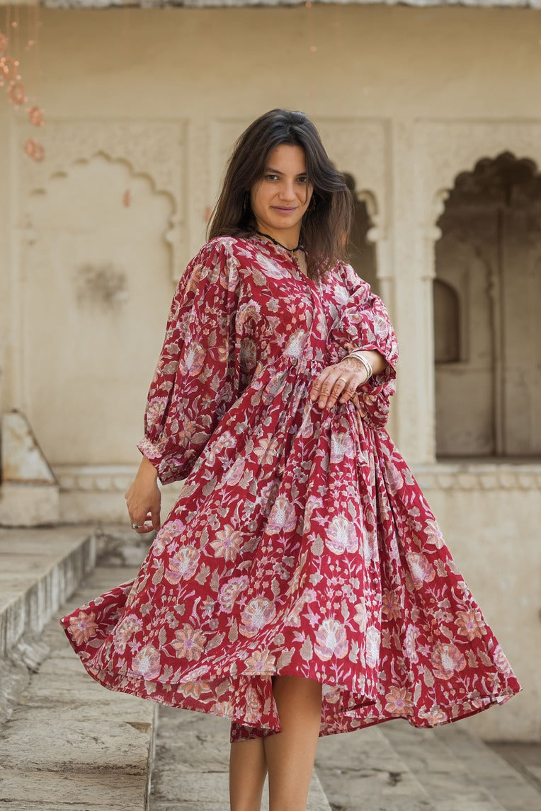 Fay Dress Handblock Red