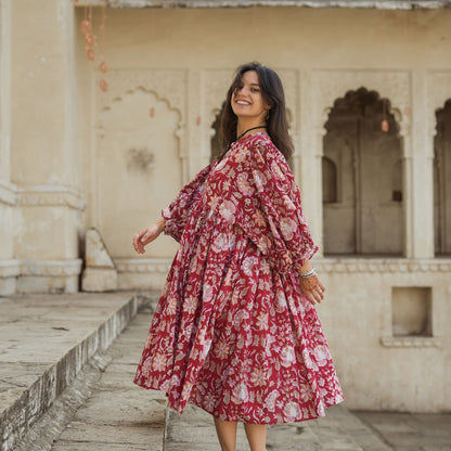 Fay Dress Handblock Red