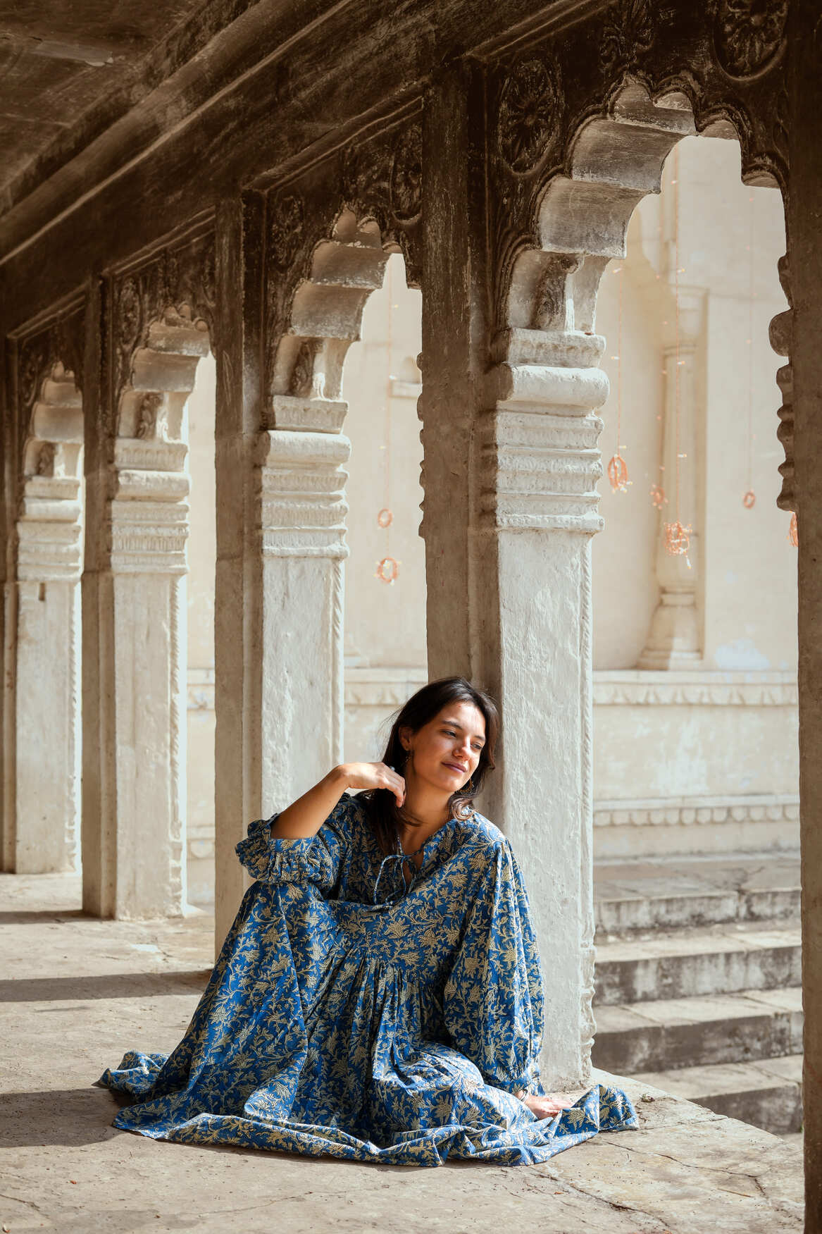 Fay dress handblock blue