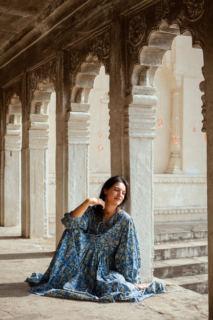 Fay dress handblock blue