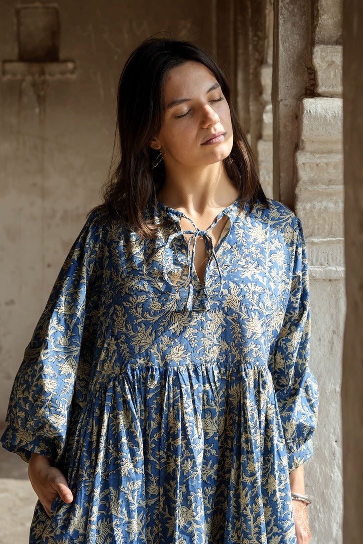 Fay dress handblock blue