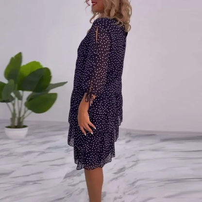 Cake Dress for Women - Elegant O-Neck, Back Button
