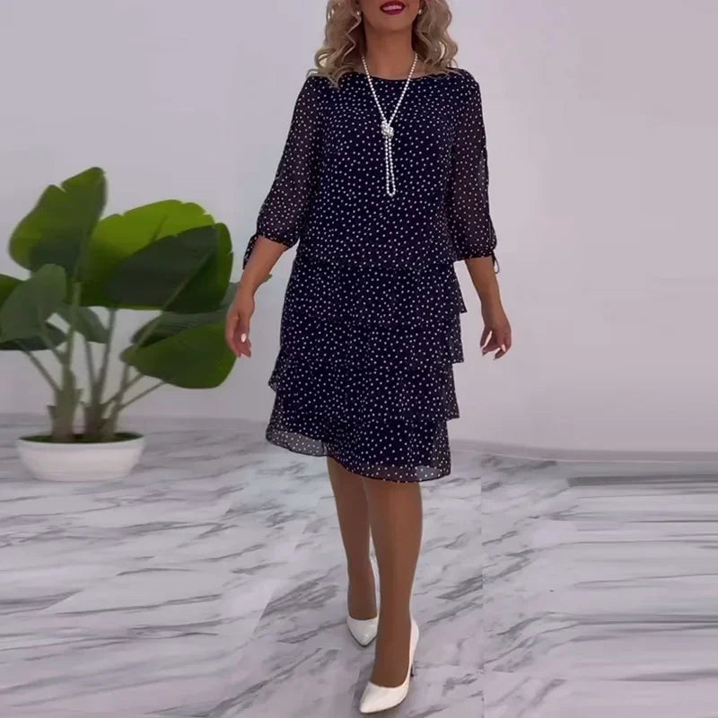 Cake Dress for Women - Elegant O-Neck, Back Button
