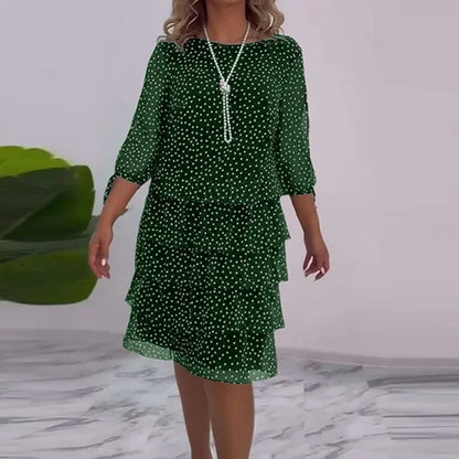 Cake Dress for Women - Elegant O-Neck, Back Button
