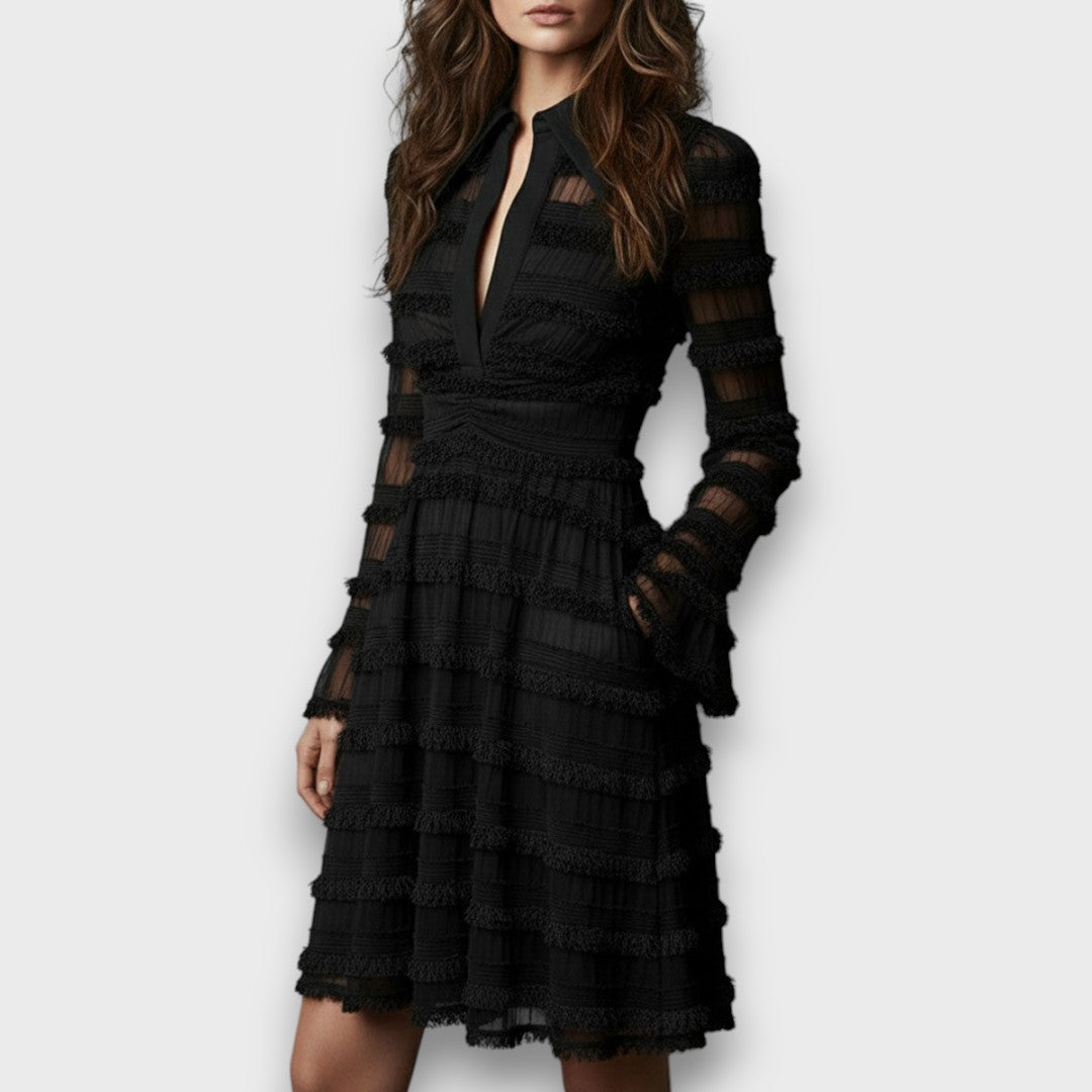 Parisa – Midi Dress with Transparent Fringe