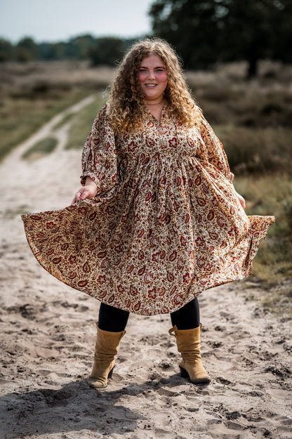 Fay dress handblock brown