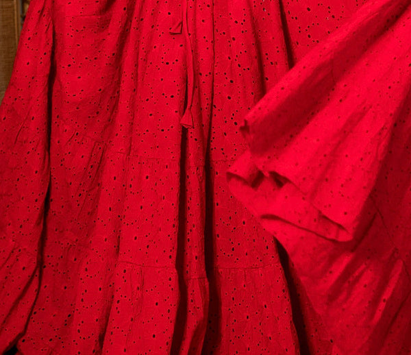 Moana dress with cornflower blue embroidery