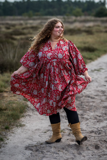 Fay Dress Handblock Red