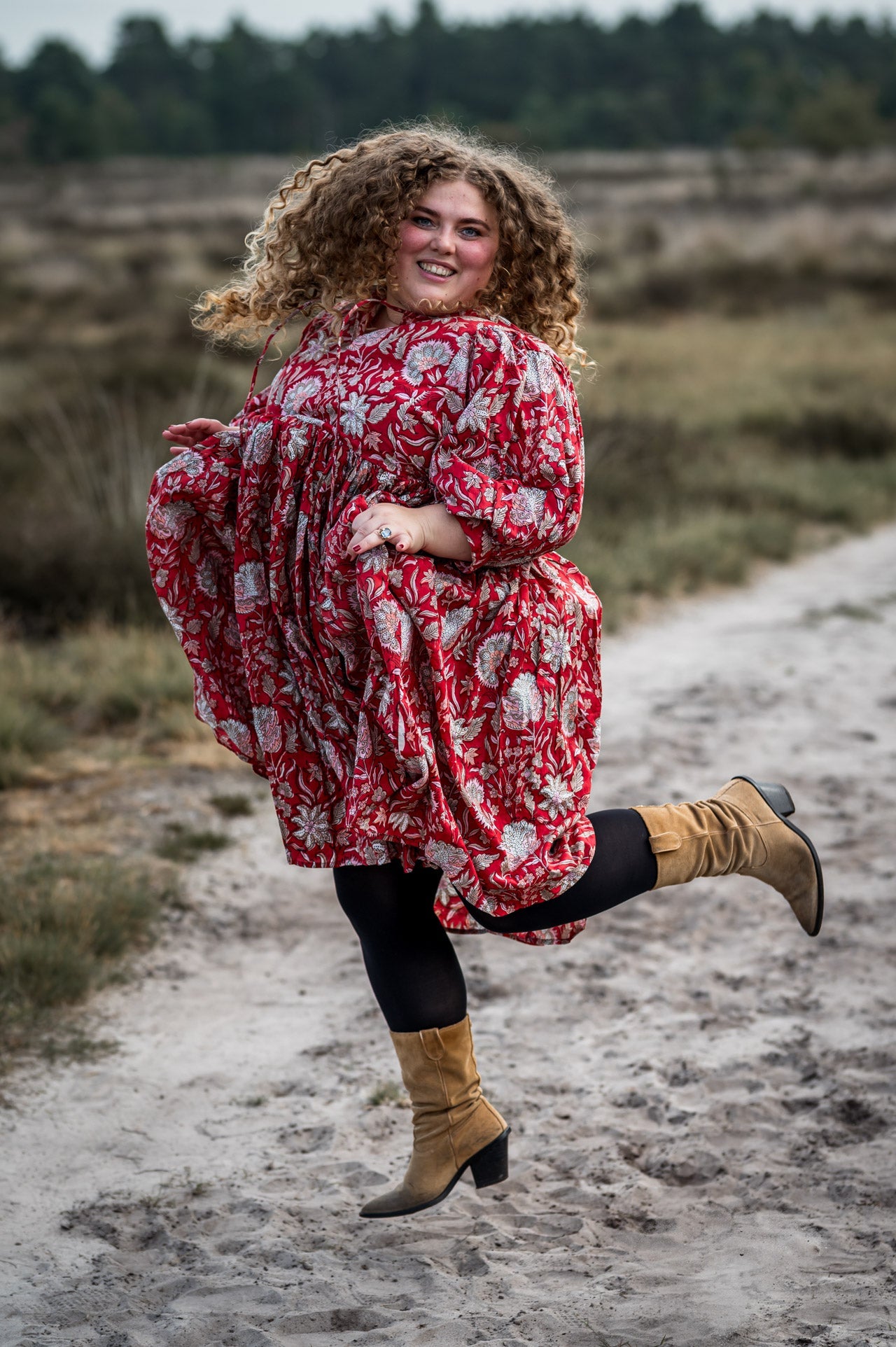 Fay Dress Handblock Red
